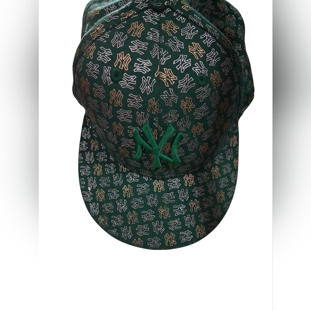 NY Yankees All Over Green and Gold Patterned Cap